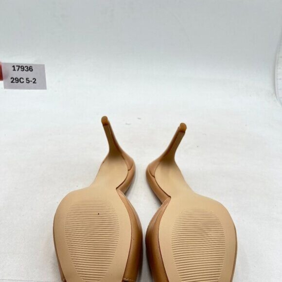 Milooey shoes Women's Kitten Low Heels Peep Toe Heeled Slide Sandals ,Nude - Picture 7 of 8